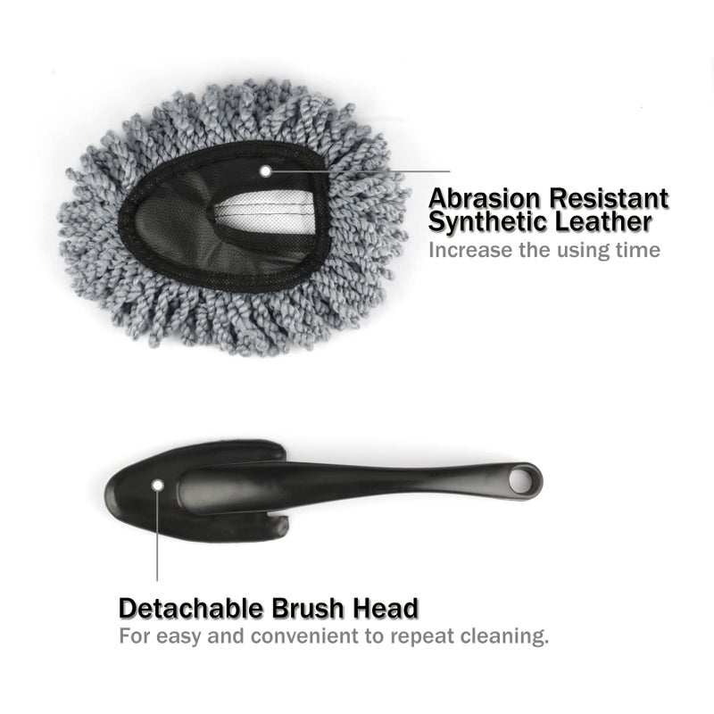 اميس مجموعة من 2 فرشاة صغيرة من الألياف الدقيقة لتنظيف عدادات السيارة من Amiss، فرشاة تنظيف السيارة متعددة الوظائف، ملحقات خارجية داخلية للسيارة، أداة تنظيف وغسيل للسيارة - رمادي - Image 3